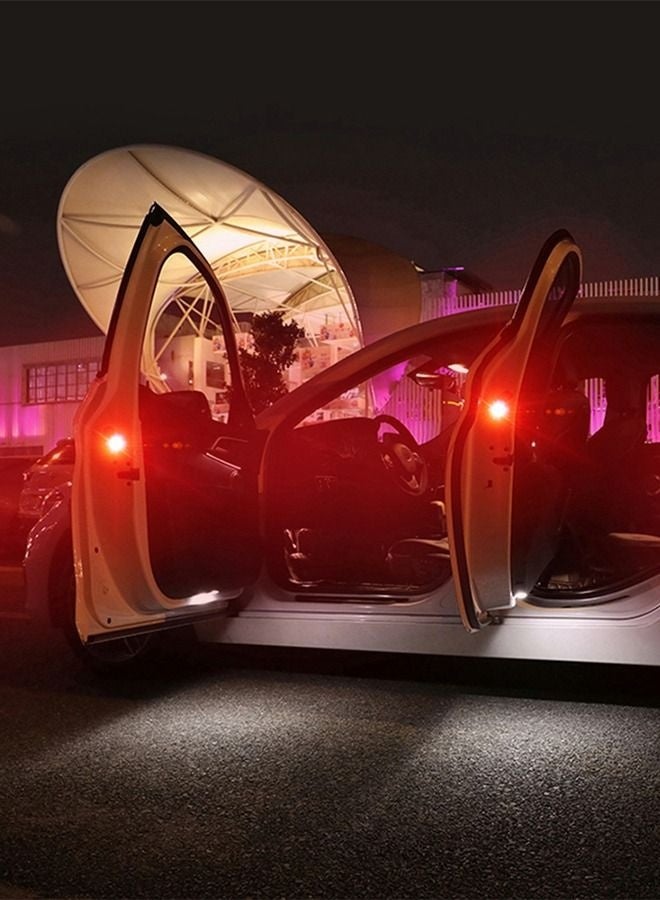أو مينج 4 قطع ضوء تحذير LED لباب السيارة اللاسلكي العالمي، مصابيح أمان LED للإشارة المضادة للتصادم، مصابيح ستروب لمنع الاصطدام الخلفي (أحمر) - Image 5